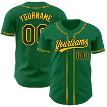 Load image into Gallery viewer, Custom Kelly Green Black-Gold Authentic Baseball Jersey