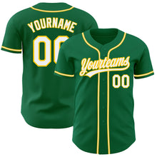 Load image into Gallery viewer, Custom Kelly Green White-Gold Authentic Baseball Jersey