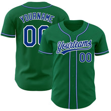Load image into Gallery viewer, Custom Kelly Green Royal-White Authentic Baseball Jersey