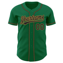 Load image into Gallery viewer, Custom Kelly Green Black-Old Gold Authentic Baseball Jersey