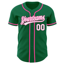 Load image into Gallery viewer, Custom Kelly Green White-Pink Authentic Baseball Jersey