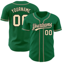 Load image into Gallery viewer, Custom Kelly Green City Cream-Black Authentic Baseball Jersey