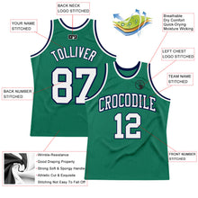 Load image into Gallery viewer, Custom Kelly Green White-Navy Authentic Throwback Basketball Jersey