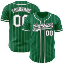 Load image into Gallery viewer, Custom Kelly Green White Pinstripe White Black-Gray Authentic Baseball Jersey