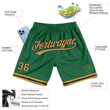Load image into Gallery viewer, Custom Kelly Green Old Gold-Black Authentic Throwback Basketball Shorts