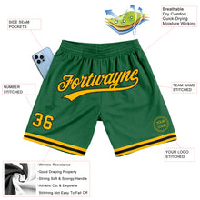 Load image into Gallery viewer, Custom Kelly Green Gold-Black Authentic Throwback Basketball Shorts
