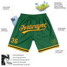Laden Sie das Bild in den Galerie-Viewer, Custom Kelly Green Gold-Black Authentic Throwback Basketball Shorts