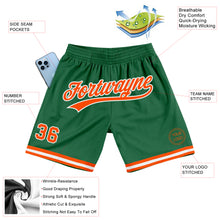 Load image into Gallery viewer, Custom Kelly Green Orange-White Authentic Throwback Basketball Shorts
