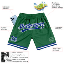 Load image into Gallery viewer, Custom Kelly Green Royal-White Authentic Throwback Basketball Shorts