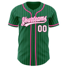 Charger l'image dans la galerie, Custom Kelly Green White Pinstripe Pink Authentic Baseball Jersey