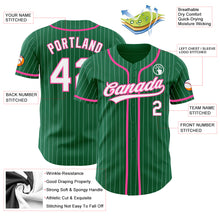Charger l'image dans la galerie, Custom Kelly Green White Pinstripe Pink Authentic Baseball Jersey