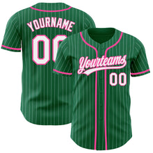 Charger l'image dans la galerie, Custom Kelly Green White Pinstripe Pink Authentic Baseball Jersey