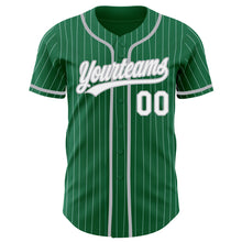 Загрузить изображение в средство просмотра галереи, Custom Kelly Green White Pinstripe Gray Authentic Baseball Jersey