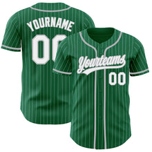 Загрузить изображение в средство просмотра галереи, Custom Kelly Green White Pinstripe Gray Authentic Baseball Jersey
