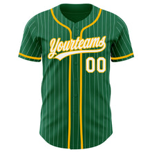 Загрузить изображение в средство просмотра галереи, Custom Kelly Green White Pinstripe Gold Authentic Baseball Jersey