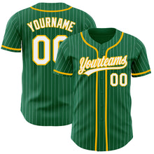 Загрузить изображение в средство просмотра галереи, Custom Kelly Green White Pinstripe Gold Authentic Baseball Jersey