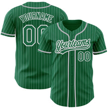 Загрузить изображение в средство просмотра галереи, Custom Kelly Green White Pinstripe Gray Authentic Baseball Jersey