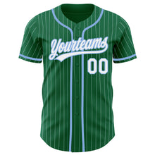Charger l'image dans la galerie, Custom Kelly Green White Pinstripe Light Blue Authentic Baseball Jersey