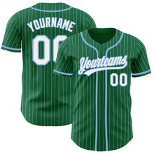Charger l'image dans la galerie, Custom Kelly Green White Pinstripe Light Blue Authentic Baseball Jersey