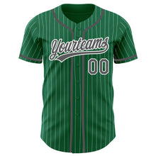 Загрузить изображение в средство просмотра галереи, Custom Kelly Green White Pinstripe Steel Gray Authentic Baseball Jersey