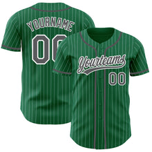 Загрузить изображение в средство просмотра галереи, Custom Kelly Green White Pinstripe Steel Gray Authentic Baseball Jersey