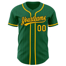 Загрузить изображение в средство просмотра галереи, Custom Kelly Green Black Pinstripe Gold Authentic Baseball Jersey