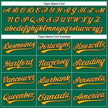 Загрузить изображение в средство просмотра галереи, Custom Kelly Green Black Pinstripe Gold Authentic Baseball Jersey