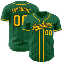 Загрузить изображение в средство просмотра галереи, Custom Kelly Green Black Pinstripe Gold Authentic Baseball Jersey