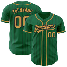 Загрузить изображение в средство просмотра галереи, Custom Kelly Green Black Pinstripe Old Gold Authentic Baseball Jersey