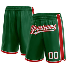Laden Sie das Bild in den Galerie-Viewer, Custom Kelly Green White-Red Authentic Basketball Shorts