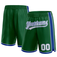 Load image into Gallery viewer, Custom Kelly Green White-Royal Authentic Basketball Shorts