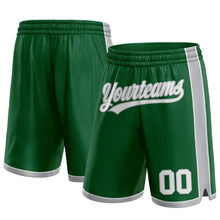 Charger l'image dans la galerie, Custom Kelly Green White-Gray Authentic Basketball Shorts
