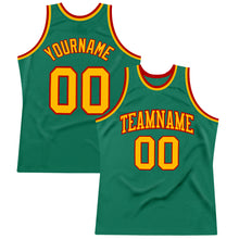 Загрузить изображение в средство просмотра галереи, Custom Kelly Green Gold-Red Authentic Throwback Basketball Jersey