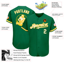 Load image into Gallery viewer, Custom Kelly Green White-Yellow Authentic Baseball Jersey
