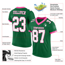 Charger l'image dans la galerie, Custom Kelly Green White-Pink Mesh Authentic Football Jersey