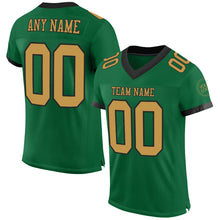 Load image into Gallery viewer, Custom Kelly Green Old Gold-Black Mesh Authentic Football Jersey