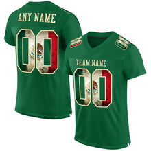 Charger l'image dans la galerie, Custom Kelly Green Vintage Mexican Flag-City Cream Mesh Authentic Football Jersey