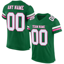 Charger l'image dans la galerie, Custom Kelly Green White-Pink Mesh Authentic Football Jersey
