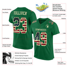 Charger l'image dans la galerie, Custom Kelly Green Vintage USA Flag-City Cream Mesh Authentic Football Jersey