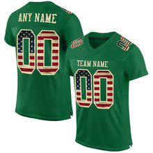 Charger l'image dans la galerie, Custom Kelly Green Vintage USA Flag-City Cream Mesh Authentic Football Jersey