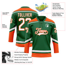 Load image into Gallery viewer, Custom Kelly Green White-Orange Hockey Lace Neck Jersey

