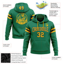 Laden Sie das Bild in den Galerie-Viewer, Custom Stitched Kelly Green Gold-White Football Pullover Sweatshirt Hoodie