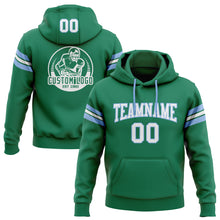 Charger l'image dans la galerie, Custom Stitched Kelly Green White-Light Blue Football Pullover Sweatshirt Hoodie