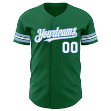 Загрузить изображение в средство просмотра галереи, Custom Kelly Green White-Light Blue Authentic Baseball Jersey
