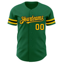 Load image into Gallery viewer, Custom Kelly Green Gold-Black Authentic Baseball Jersey