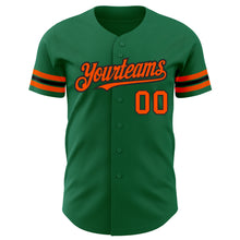 Load image into Gallery viewer, Custom Kelly Green Orange-Black Authentic Baseball Jersey