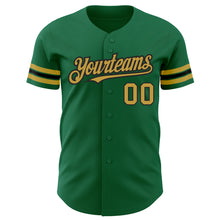 Load image into Gallery viewer, Custom Kelly Green Old Gold-Black Authentic Baseball Jersey