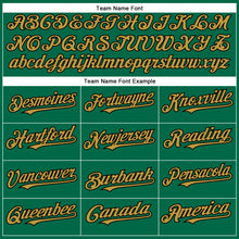 Load image into Gallery viewer, Custom Kelly Green Old Gold-Black Authentic Baseball Jersey