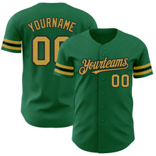 Load image into Gallery viewer, Custom Kelly Green Old Gold-Black Authentic Baseball Jersey