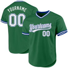 Charger l'image dans la galerie, Custom Kelly Green White-Royal Authentic Throwback Baseball Jersey
